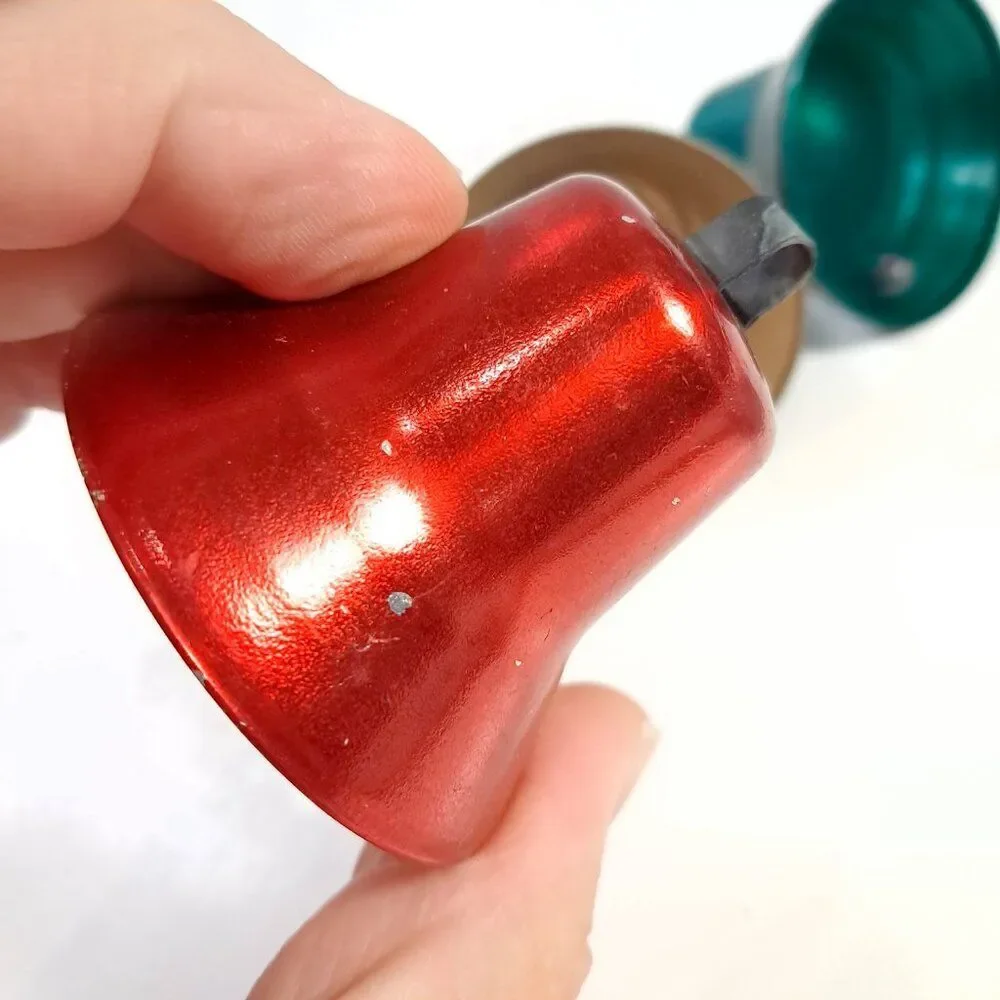Vintage Carol Tone Bells made in USA Metal bells green‎ red silver Christmas